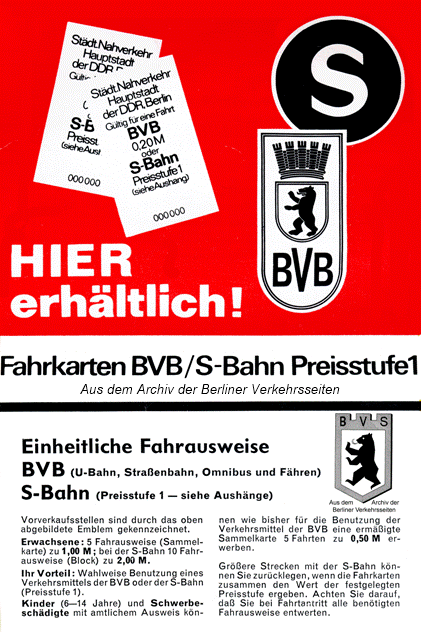 Tarifinformation (1976) fr den Nahverkehr in der Hauptstadt der DDR