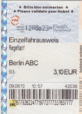Abbildungen der Fahrausweise der Tarifart "Einzelfahrausweis" ab 1999