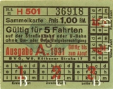 bersicht der Fahrkartenmuster (Sammelkarten) von 1929 - 1945