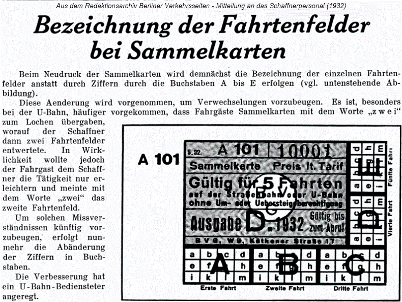 Hinweis fr das Schaffnerpersonal (1932) der BVG