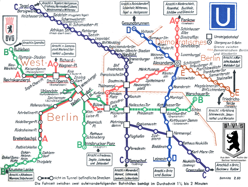 U-Bahn Netzplan 1960 (BVG-Ost)