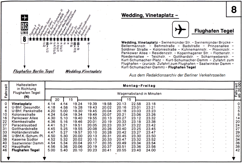 Fahrplan Linie 8 (1977)