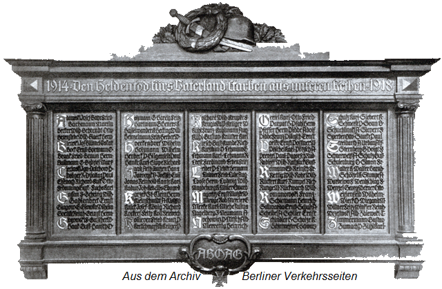 Gedenktafel ABOAG im Krieg gefallene Mitarbeiter (1918)