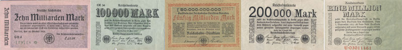 Beispiel für Geldscheine in der Inflation (1923)
