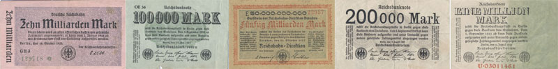 Beispiel für Geldscheine in der Inflation (1923) Beispiel für Geldscheine in der Inflation (1923)
