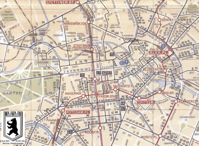 Verkehrsnetzkarte (1928) von Berlin mit den Autobuslinien der ABOAG * Zum freien Download im Archiv der Berliner Verkehrsseiten unter www.b-v-s.berlin/download