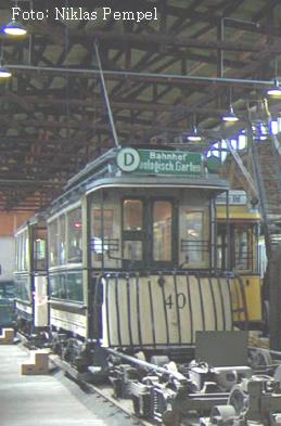 Straßenbahnwagen Nummer 40 im Depot Monumentenhalle des Technikmuseums Berlin