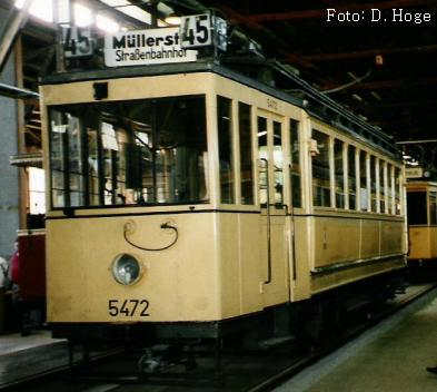 Straßenbahnwagen 5472 im Depot Monumentenhalle des Technikmuseums Berlin