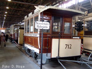 Pferdebahnwagen 712 im Depot Monumentenhalle des Technikmuseums Berlin