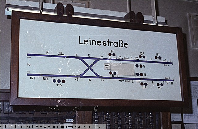 Fahrschautafel Stellwerk Leinestraße (1978)