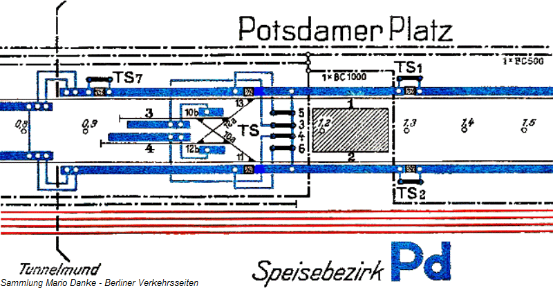 Stromschienenplan Bahnhof Potsdamer Platz 1938 (Sammlung M. Danke)
