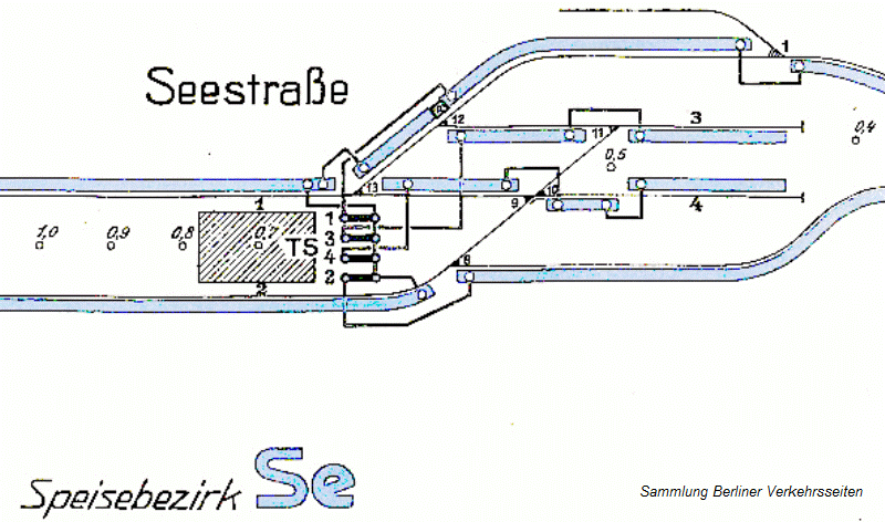 Gleis- und Fahrstrombersicht Bahnhof Seestrae 1937
