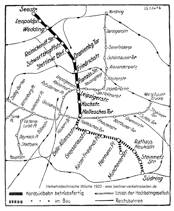 bersichtsplan der Schnellbahnen in Berlin 1923