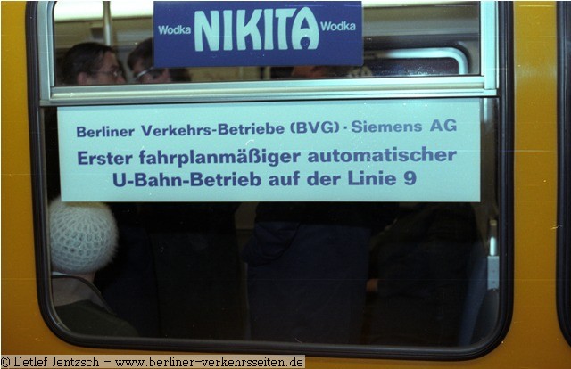 Erster fahrplanmssiger automatischer U-Bahn-Betrieb auf der Linie 9