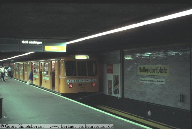 Automatischer Zugbetrieb U-Bhf. Nollendorfplatz 15.8.1985 - Super SELTRAC Dtw 732