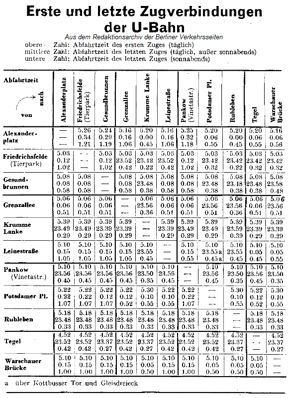 Fahrplan der BVG-Ost aus dem Jahr 1960 - Aus dem Archiv der Berliner Verkehrsseiten