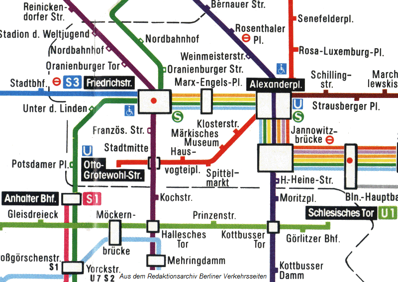 Ausschnitt Netzplan der BVG (West) April 1990