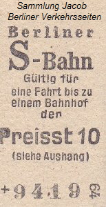 Fahrkarte der Preisstufe 10 fr Mark der DDR berechtigte zur Fahrt nach Westberlin