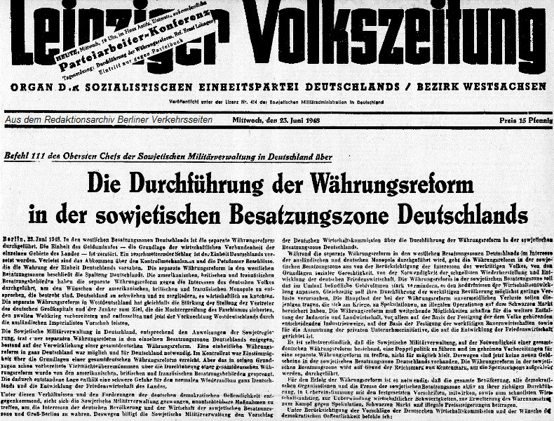 Leipziger Zeitung vom 23.6.1948 in der Ostzone (SBZ)